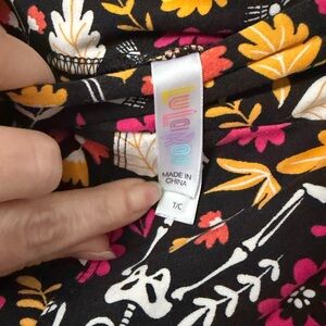 LuLaRoe Black with Pink, Mustard & White Floral Print and Skeletons size TC